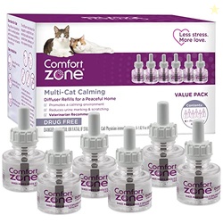 COMFORT ZONE 6 Pack MultiCat Diffuser Refills; Cat Calming Pheromones Help Anxiety; 30-day refills