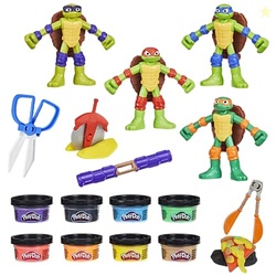 PLAY-DOH TEENAGE MUTANT NINJA TURTLES COWABUNGA CREATIONS BENDY 4 INCH ACTION FIGURES SET, KIDS ARTS & CRAFTS, TMNT TOYS FOR BOYS & GIRLS 4+