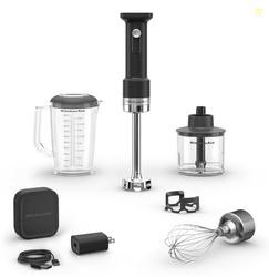 KITCHENAID GO CORDLESS HAND BLENDER WITH ACCESSORIES - BATTERY INCLUDED, KHBRV75, BLACK MATTE