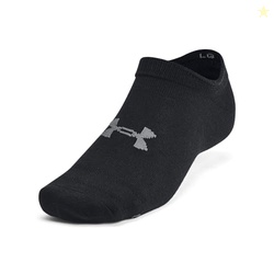 Under Armour Unisex-Adult Essential No Show Socks 6 Pack, (001) Black/Black/Castlerock, Large