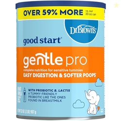 Good Start | Dr. Browns Gentle Pro, Baby Formula Powder, For Sensitive Tummies, Easy Digestion and Softer Poops, Infant Formula with Probiotics, DHA, Non-GMO, 32 OZ
