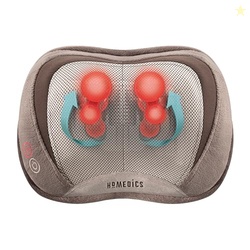 Homedics Back and Neck Massager, Portable Shiatsu All Body Massage Pillow with Heat, Targets Upper and Lower Back, Neck and Shoulders. Lightweight for Travel