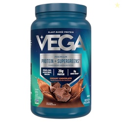 Vega Protein + Supergreens - 20g Plant-Based Protein, Chocolate, 25 Servings, Real Greens & Veggies, Vegan Keto, 0g Added Sugar, Non-GMO, Gluten Free, Dairy Free, 1.8lbs (Packaging May Vary)