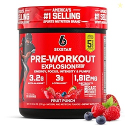 SIX STAR PRE-WORKOUT POWDER FOR MEN & WOMEN, FRUIT PUNCH (30 SERVINGS) - PREWORKOUT EXPLOSION 2.0 ENERGY POWDER DRINK MIX WITH BETA-ALANINE & CAFFEINE - SPORTS NUTRITION SUPPLEMENT PRODUCTS