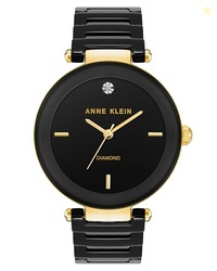 Anne Klein Women's AK/1018BKBK Black Ceramic Bracelet Watch with Diamond Accent