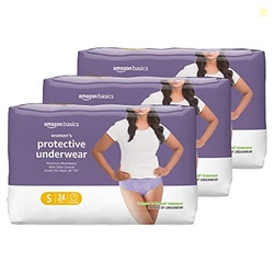 Amazon Basics Incontinence Underwear for Women, Protective, Disposable, Postpartum, Maximum Absorbency, Small, Lavender, 72 Count (3 Packs of 24)