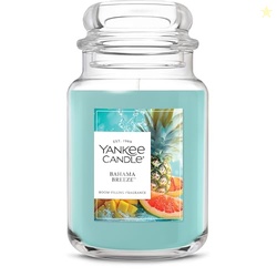 Yankee Candle Bahama Breeze, Scented Candle, 22oz Large Jar with up to 150 Hour Burn Time, Giftable, Birthdays
