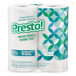 AMAZON BRAND - PRESTO! KITCHEN PAPER TOWELS - FLEX-A-SIZE, 128 SHEET FAMILY ROLL, 2 ROLLS