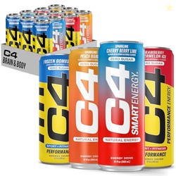 Cellucor C4 Performance & Smart Energy Drink Official Variety Pack | Zero Sugar Carbonated Preworkout Energy | 150+200mg Caffeine with Beta Alanine | 4 Flavors | 12 Fl Oz (12 Pack)