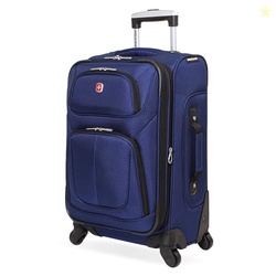SwissGear Sion Softside Expandable Luggage  Carry-On Suitcase with 360 Degree Wheels & Retractable Handle  21 Inch, Perfect for 1-3 Night Trips  Blue