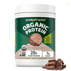 PURELY INSPIRED PLANT-BASED PROTEIN POWDER FOR MEN & WOMEN, RICH DECADENT CHOCOLATE (16 SERVINGS) - VEGAN & ORGANIC - 20G OF PEA PROTEIN POWDER FOR SMOOTHIES & SHAKES - DAIRY-FREE, & GLUTEN-FREE