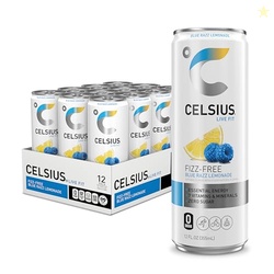 CELSIUS FIZZ FREE BLUE RAZZ LEMONADE, SUGAR FREE ENERGY DRINK, 12 FL OZ (PACK OF 12)