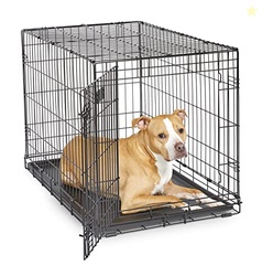 MidWest Homes for Pets 36-Inch iCrate Folding Dog Crate with Divider Panel, Leak-Proof Tray & Secure Latches  Metal Wire Kennel for Medium Large Breeds  Portable, Durable & Easy to Assemble