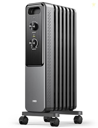 Dreo Radiator Heater, Dual Knobs, 8 Safety Protection, 1500W Electric Space Heaters for Indoor Use Large Room, Energy Saving, Quiet Oil Filled Radiator for Bedroom, Adjustable Thermostat