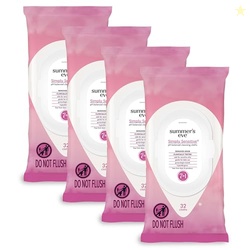 Summer's Eve Simply Sensitive Daily Gentle Feminine Wipes, Removes Odor, pH balanced, 32 count, 4 Pack