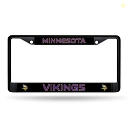 Rico Industries NFL Minnesota Vikings Black Black Chrome Frame 12" x 6" Car/Truck Auto Accessory