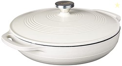 Lodge 3.6 Quart Enameled Cast Iron Oval Casserole With Lid Dual Handles  Oven Safe up to 500 F or on Stovetop - Use to Marinate, Cook, Bake, Refrigerate and Serve  Oyster White