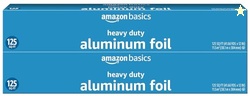 Amazon Basics Heavy Duty Aluminum Foil, 125 Sq Ft, Pack of 2