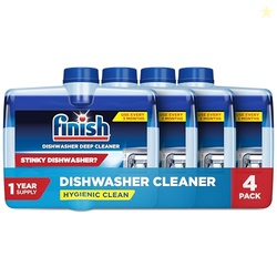 FINISH DISHWASHER CLEANER LIQUID, DEEP CLEANS HIDDEN GREASE & LIMESCALE, FIGHTS ODORS & HELPS MAINTAIN PERFORMANCE, 1 YEAR SUPPLY, 8.45OZ, 4 BOTTLE