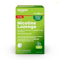 Amazon Basic Care Nicotine Polacrilex Lozenge, 4 mg (Nicotine), Adult, Mint Flavor, Stop Smoking Aid, 216 Count