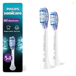 Philips Sonicare G3 Two-in-One - Genuine Replacement Electric Toothbrush Heads, White, 2 Pack, HX9052/77
