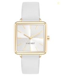 Nine West Women's Strap Watch, White/Gold, (N 2670GPWT)