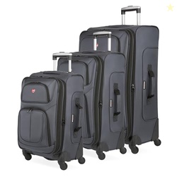 SwissGear Sion 3-Piece Set, Softside Expandable Luggage  21 Inch Carry-On & 25 & 29 Inch Checked Suitcases with 360 Degree Wheels & Retractable Handless  Dark Gray