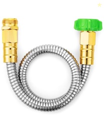 UNCO- Stainless Steel Metal Hose, 2 Feet, No Kink, Short Garden Hose Metal