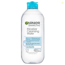 Garnier Micellar Water For Waterproof Makeup, Hydrating Facial Cleanser & Makeup Remover, Suitable for Sensitive Skin, Vegan, Cruelty Free, 13.5 Fl Oz (400mL), 1 Count