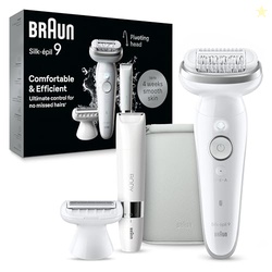 Braun Silk-pil 9 Epilator, Pivoting Head, Wet and Dry, Includes Body Trimmer, Shaver Head and Trimmer Comb, SES9-441, Holiday Gifts for Women