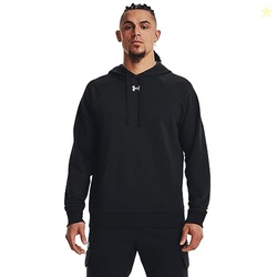 Under Armour Men's Rival Fleece Hoodie, (001) Black / / White, Large