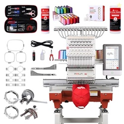 Poolin EOX Embroidery Machine 15 Needles 14x20 inch Area, Full Metal Body 1200spm Auto Color Change & Thread Trimming, WiFi Upload, for Cap Hoodie T-Shirt Jacket Pants, Full Accessories & Training