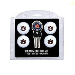 Team Golf NCAA Auburn University Tigers 4 Golf Ball And Divot Tool Set Regulation Size Golf Balls (4 Count) & Divot Tool with Removable Double-Sided Magnetic Marker