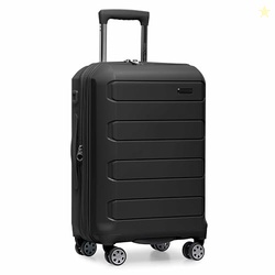 Traveler's Choice Pagosa Indestructible Hardshell Expandable Spinner Luggage, Black, 22-Inch Carry-on