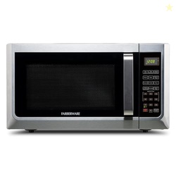 Farberware 1.3 Cu. Ft. Countertop Microwave Oven  1100 Watts Power, Auto Cook Settings, Defrost, Easy Clean and Child Safety Lock - Stainless