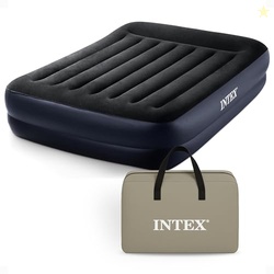 Intex Air Mattress, 64123ED Dura-Beam Plus Pillow Rest Fiber-Tech  Queen Size  Built-in Electric Pump  16.5in Bed Height  600lb Weight Capacity