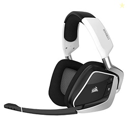 CORSAIR VOID RGB ELITE WIRELESS GAMING HEADSET  7.1 SURROUND SOUND  OMNI-DIRECTIONAL MICROPHONE  MICROFIBER MESH EARPADS  UP TO 40FT RANGE  ICUE COMPATIBLE  PC, MAC, PS5, PS4  WHITE