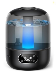 Dreo Humidifiers for Bedroom, 3L Top Fill 30H & 26dB Quiet Runtime for Large Room, Cool Mist Ultrasonic Humidifier with Humidity Sensor, Night Light for Home, Baby, Nursery, Plants, 360 Nozzle, Black