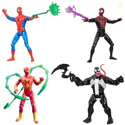 SPIDER-MAN MARVEL VENOMVERSUS EPIC WORLD OF ACTION, MILES MORALES, IRON SPIDER & VENOM, SUPERHERO TOYS, ACTION FIGURE 4-PACK, KIDS CHRISTMAS STOCKING STUFFER GIFTS (AMAZON EXCLUSIVE)