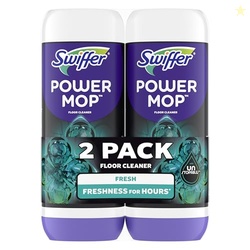 SWIFFER POWERMOP FLOOR CLEANING SOLUTION WITH UNSTOPABLES FRESH SCENT, POWERMOP REFILLS, FLOOR CLEANER FOR MOPPING, 25.3 FL OZ, 2 PACK