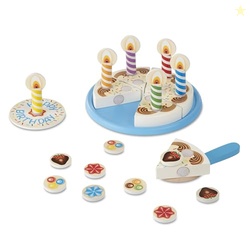 Melissa & Doug Birthday Party Cake - Wooden Play Food with Mix-n-Match Toppings and 7 Candles