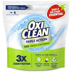 OxiClean Triple Action Free Versatile Stain Remover Powder, Use with Detergent, No Fragrance, No Dyes, No Chlorine, Removes Stains, Brightens Colors and Whites, 4 lbs