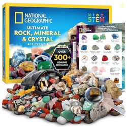 NATIONAL GEOGRAPHIC ROCK COLLECTION BOX FOR KIDS  300+ PIECE GEMSTONES AND CRYSTALS SET INCLUDES GEODES AND REAL CRYSTALS, ROCKS AND MINERALS, SCIENCE KIT FOR KIDS, A GEOLOGY GIFT FOR BOYS AND GIRLS