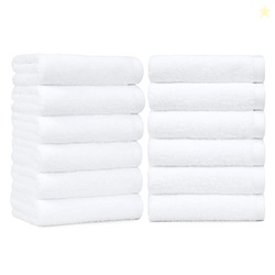 Amazon Basics Soft and Thick Cotton Hand Towels, 16 x 26 in, White, 12-Pack