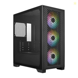 Cooler Master Elite 301 Micro-ATX High Airflow Minimalist PC Case, 365mm GPU Max, Compatible RTX 5080|RX 7090 XT, 280mm AIO Max, Type C, Tempered Glass, Triple 120mm aRGB PWM Fan, Intakes Grill