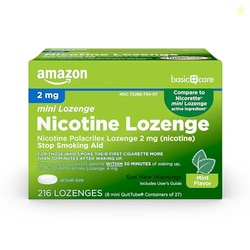 Amazon Basic Care Nicotine Polacrilex Mini Lozenge, 2 mg (Nicotine), Stop Smoking Aid, Mint Flavor, 216 Count (Pack of 1)