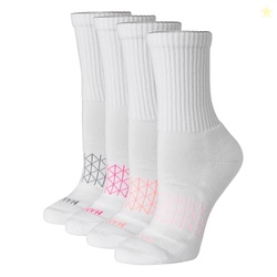 Hanes Women's Cushioned Crew Socks, Absolute Active Crew Socks for Women, Seamless Toe, 4-Pairs