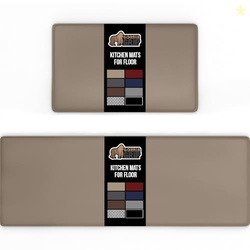GORILLA GRIP 2 PACK COMFORTABLE CUSHIONED KITCHEN MATS FOR FLOOR, 17X24 + 17X48, WATERPROOF AND STAIN RESISTANT, 1/2 INCH THICK SOFT ERGONOMIC STANDING DESK ANTI FATIGUE MAT, FOAM SUPPORTS FEET, BEIGE