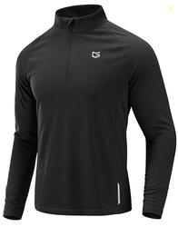 G Gradual Men's Running Shirts Long Sleeve Athletic Shirt Lightweight Quick Dry Quarter Zip Pullover for Men Workout Gym Golf(Black,M)