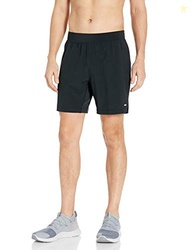 AMAZON ESSENTIALS MEN'S ATHLETIC RUNNING TRAINING SHORTS, PERFORMANCE STRETCH WOVEN WORKOUT SHORTS, 7, BLACK  ORIGINAL, LARGE